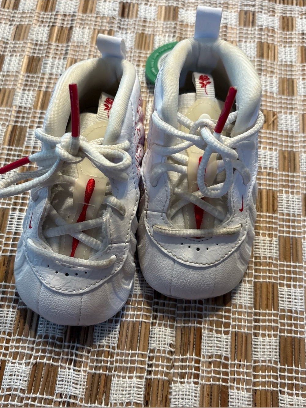 Kids White & Red Athletic Shoes - Nike
